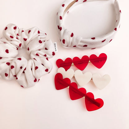 White Galentine Heart Barrette