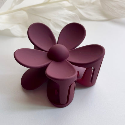 Burgundy Flower Claw Clip