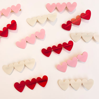 White Galentine Heart Barrette