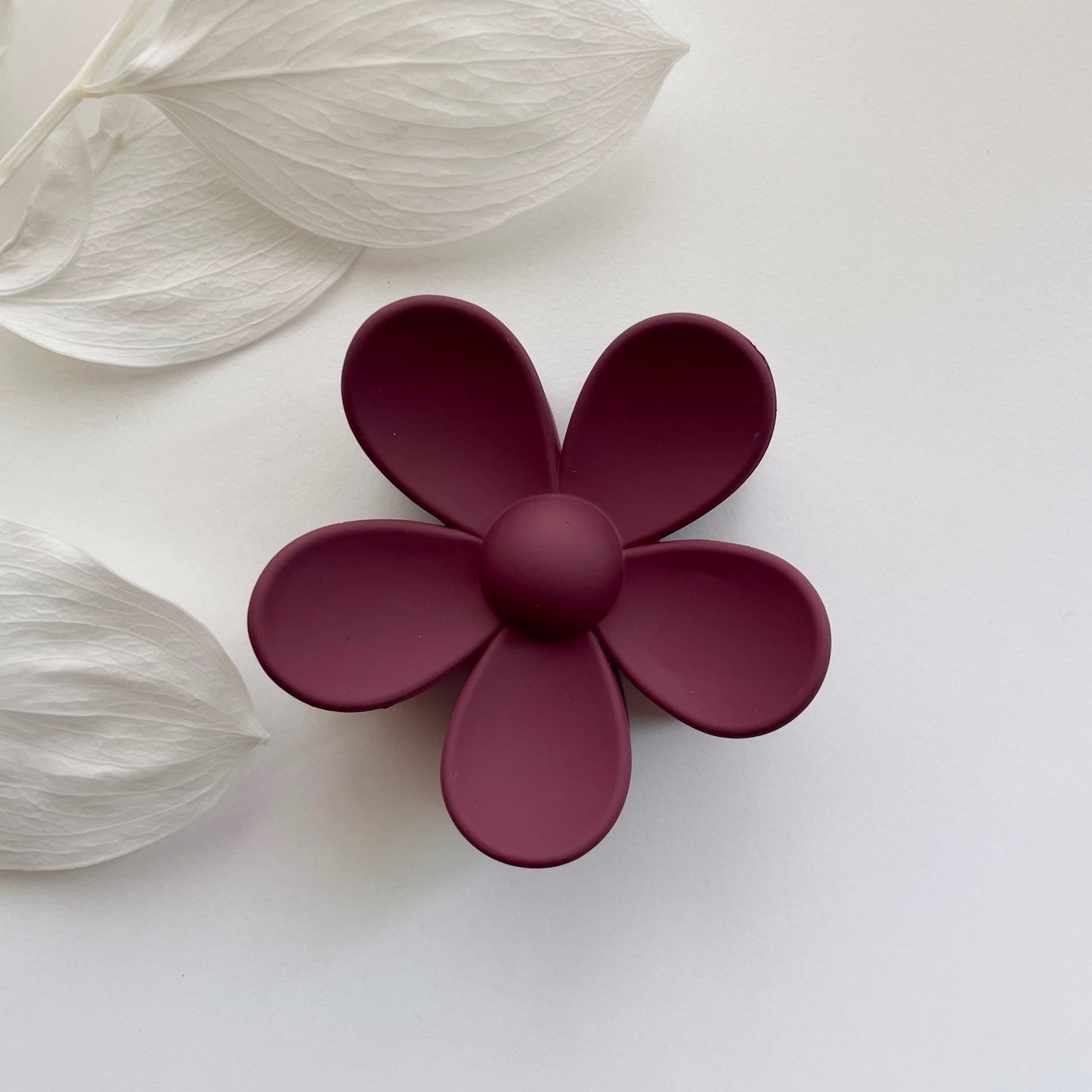 Burgundy Flower Claw Clip