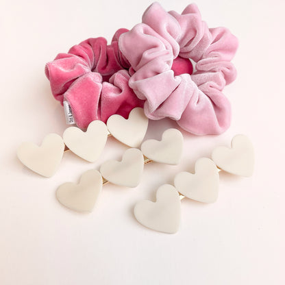 White Galentine Heart Barrette