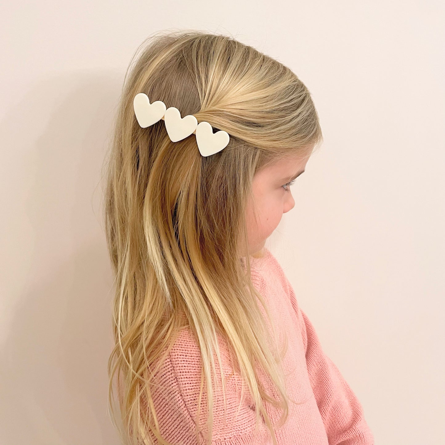 White Galentine Heart Barrette