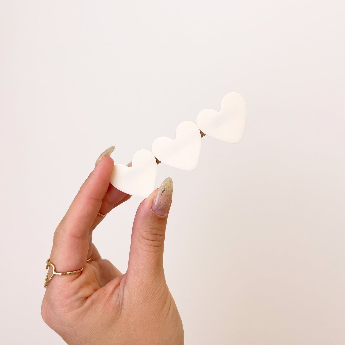 White Galentine Heart Barrette